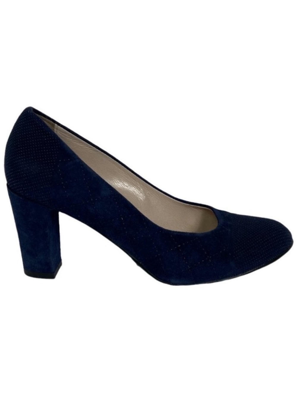 Aquatalia Blue Suede‎ Studded Block Heel Pumps Size 6.5 Marvin K Beaded Platform